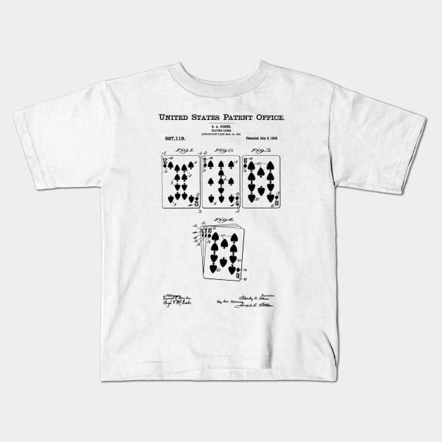 Playing Cards Patent Black Kids T-Shirt by Luve